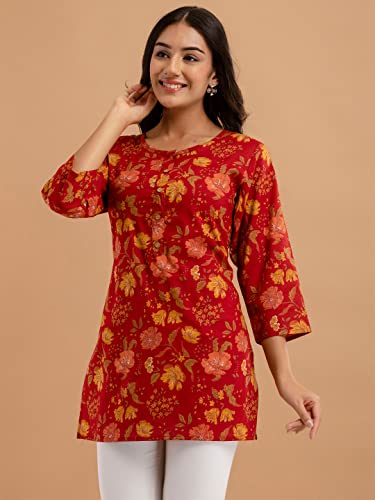 Image of feranoid Women Cotton Printed Straight Short Kurti