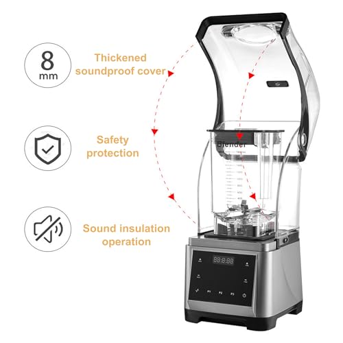 Generic 1.8L 2200W Blenders For Kitchen,Commercial Blender With Sound Shield Household High Speed Quiet Blender,Ice Mixer Blender For Make Smoothies,Juice,Soy Milk,Black And Silver Blender thumb #2