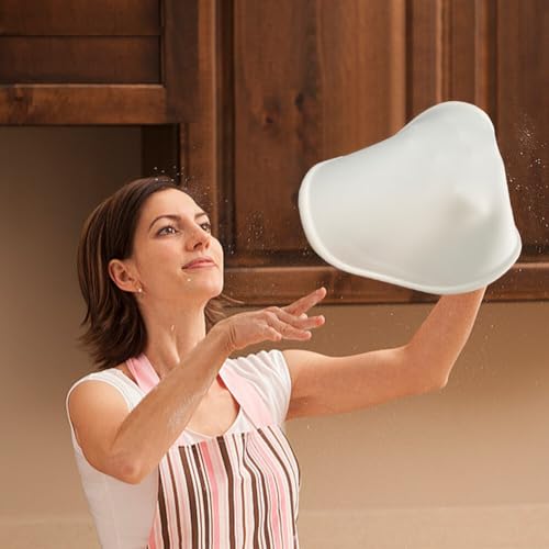 Asudaro Silicone Training Pizza 30CM Reusable Stretch Pancake Throwing for Chefs Beginners, White - Image 2