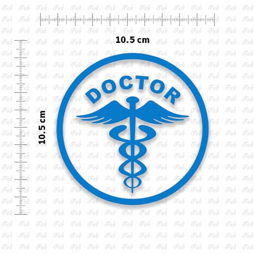 Image of Doctor Stickers for Car - Doctor Logo Reflector Decal Sticker for Cars, Waterproof Stickers, (Pack of 2) Size 10.5x10.5cm (Blue)