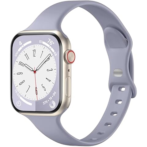 WJK Compatible with Apple Watch Bands 40mm 44mm 45mm 46mm 41mm 38mm SE 49mm 42mmm for Women, Silicone Slim Strap Compatible with Apple Watch Series 10 9 8 7 6 5 4 3 2 1 SE Ultra 2, LavenderGrey Cover