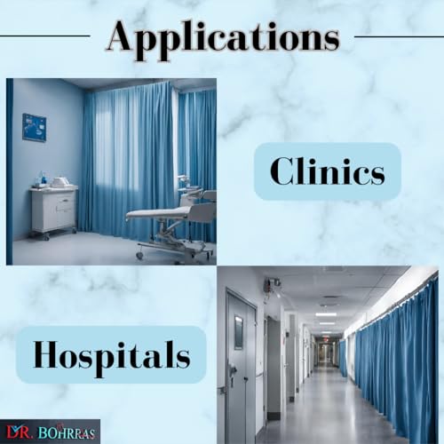Image of Dr.Bohrras Polyester Hospital Partition Opaque Curtains 7 Feet Height Waterproof With Eyelets And C Hooks For Clinics, Icu, Wards, Hospital (Sea Green, Waves, 4 Ft (W) X 7 Ft (H))