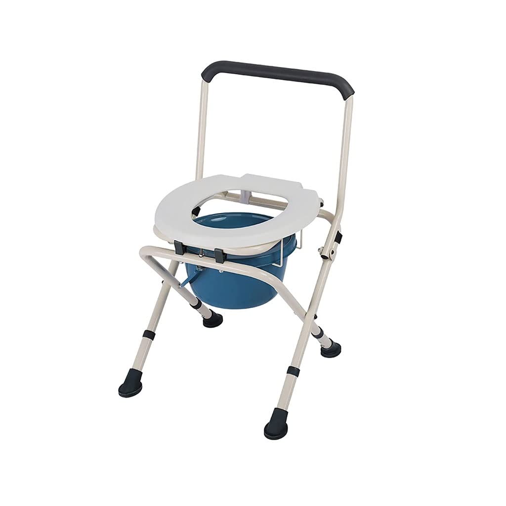 Gthtuhfd A Foldable Commode/Shower Chair Foldable Bedside Commodes Chair,Stainless Steel Non-Slip Bathroom Shower Chair,Portable Camping Toilet Chair,Height Djustable Toilet Lternative Chair
