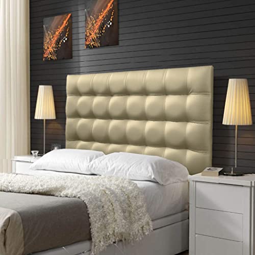 ONEK-DECCO Cabecero tapizado en Polipiel de Dormitorio Kansas Medidas cabecero de Cama niño, Juvenil y Matrimonio Cabezal Blanco, tapizado, Acolchado (150x70, Dorado)