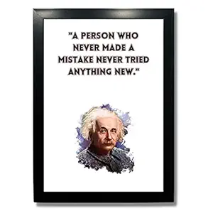 Kagaz Kala - Albert EInstein's Motivational Quotes for Living Room Study Room - Motivational Wall Frames - 13x10 Inch, Multicolor, Synthetic Frame (Try)