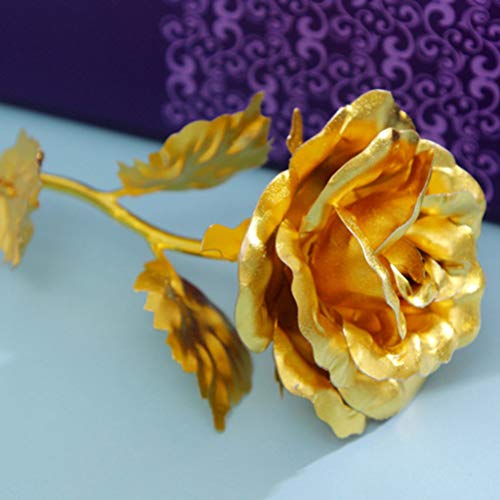 VALICLUD Folha de ouro 24K flor rosa presente de casamento do Dia dos Namorados ((dourado) caixa de