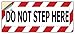 Safety Warning Sign Decal Sticker, Do Not Step Here, 7 x 3 inches, Red and Black Striped Border, 2-Pack