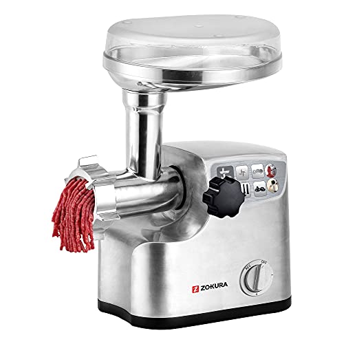 Zokura Z1242 Elektrischer Fleischwolf, Aluminiumgussgehäuse, 2000 W – Bild 3