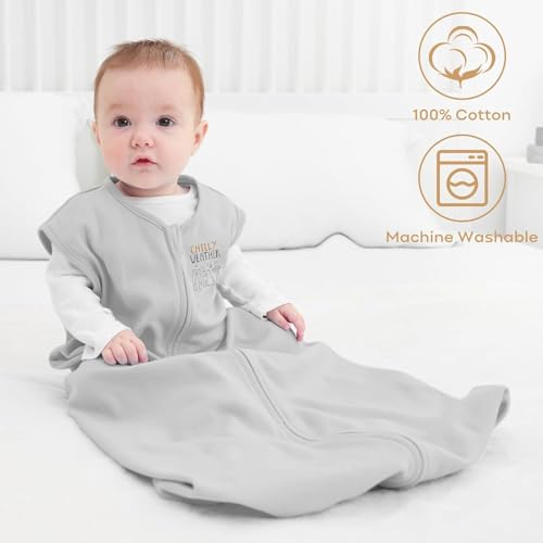 Image of Yoofoss Baby Sleep Sack 6-12 Months Baby Wearable Blanket 100% Organic Cotton 2-Way Zipper Toddler Sleeping Sack, 3 Pack Soft Lightweight Sleep Sacks for Babies
