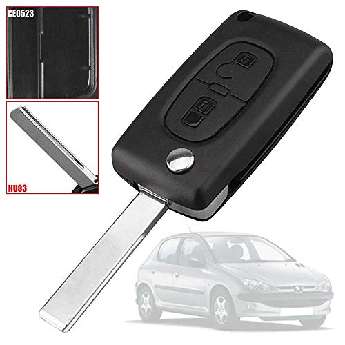OcioDual Mando Llave Funda Carcasa CE0523 HU83 Key Case para Peugeot 206...
