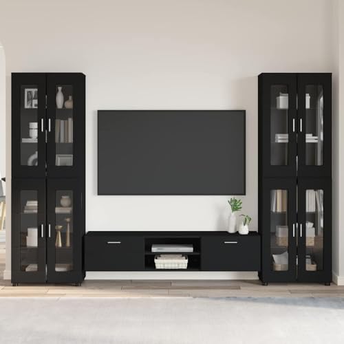 Lumanois Conjunto de Mueble de TV Negro Madera de ingeniería,Mobiliario,Conjuntos de Muebles para Salones,125.48kg-3397985