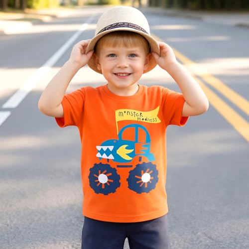 Image of DEEKEY Toddler Boys Shirts Short-Sleeve Little Kids t Shirts Boys' Tops, Tees & Shirts Graphic TEE Age for 2-7 Years 4-Pack