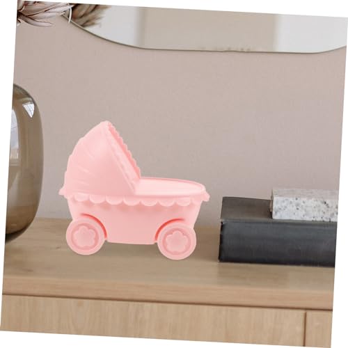 Lámpara de mesa de noche con forma de cochecito rosa miniatura 7