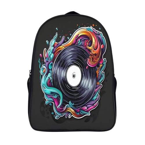 KWFYBEHZ Mochilas Escolares Disco De Música,Instrumento Mochila Infantil Con 2 CompArteimentos 16inch Gran Capacidad Mochila Escolar Adolescentes Ligero Y Transpirable Bolsa De Escuela