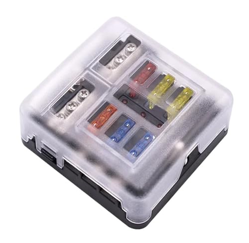 Boîte à fusibles 6 voies avec indicateur LED et bornes à goujon pour voiture et bateau