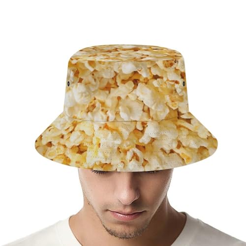 Image of Food Golden Corn Bucket Hats Unisex Washed Cotton Lightweight Outdoor Summer Beach Sun Hats Men Women Bucket Hat for Travel