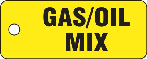 Accuform Signs TCH206 Container Tag, Legend "Gas/Oil Mix", 2" Length x 5" Width x 0.080" Thickness, Polycarbonate, Black on Yellow