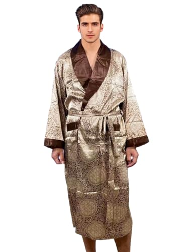 Mens Satin Robe Pajamas Lounge Bathrobe Kimono Spa Gown Including Big and Tall 3XL 4XL 5XL