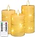 Produktbild LED-Kerzen, mit eingebetteten Lichterketten, 4" 5" 6" Set aus 3-teiligen flammenlosen Kerzen, mit 10-Tasten-Fernbedienung, 24-Stunden-Timer-Funktion, tanzende Flamme, batteriebetrieben mit Echtwachs