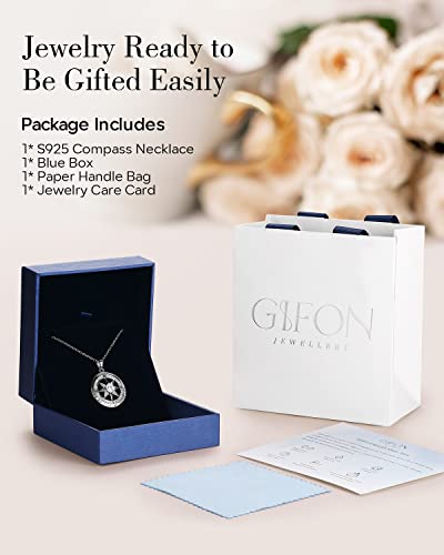 S925 Necklace Gift For Wife, Compass Jewelry Women Anniversary, Sterling Silver Girlfriend Birthday Gifts For Her, Valentines Day Necklaces, I'd Be Lost Without You Jewel 18K White Gold #TOP4