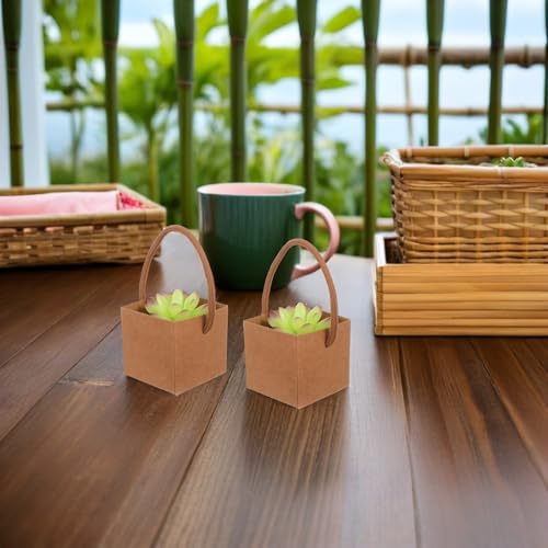 50 Bolsas de Papel Kraft con Asa de Nylon Impermeables de Tamaño Compacto para Ramos 7