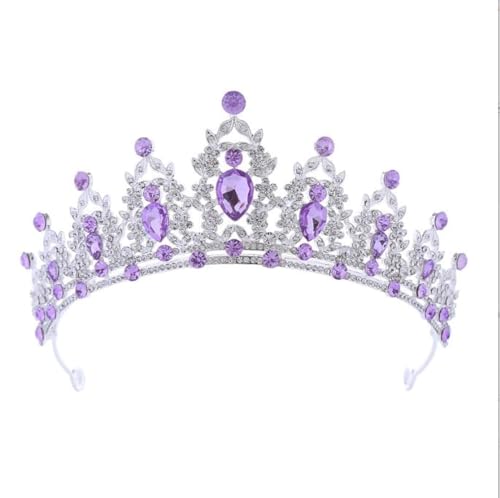 Generic Womens Girls Imitation Crystal Glitter Rhinestone Headband Ladies Alloy Jewelry Wedding Bride Crown Hairband (silvery purple)