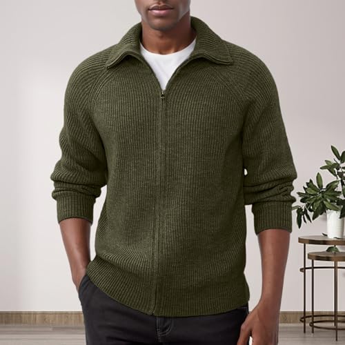 Men's Full Zip Cardigan Sweaters Casual Stand Collar Cardigan Rib Knit Textured Sweater Fall Winter Warm4