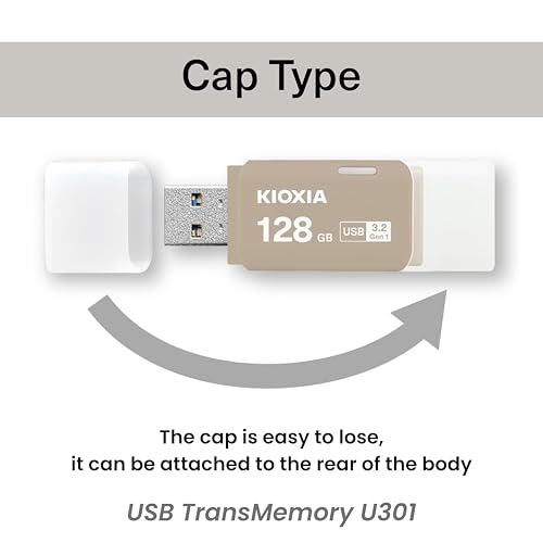 Image of KIOXIA Former Toshiba Memory U301 128GB USB 3.2 Gen 1 Flash Drive - High-Speed, Compact, with 5 Years Warranty (Warm Gray) Made in Japan