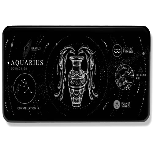 Aquarius Zodiac Sign Black Card - Wallet Card Astrology Sign For Aquarius - Uranus Planet Air Element Card