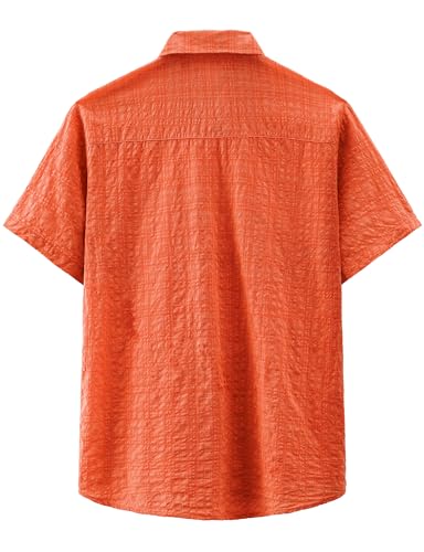 JOGAL Mens Button Down Shirt Short Sleeve Casual Plaid Button Up Shirt Summer Beach Vacation Hawaiian Shirts with Pocket3