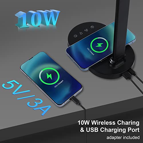 Lightess Led Desk Lamp With Wireless Charger, Usb Charging Port, Touch Control, 5 Color Modes, 5 Brightness Level, Eye-Caring Desk Lamp For Study Reading, 1H Timer, Home Office Foldable Table Lamp #TOP4