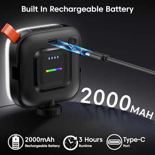 Image of Sounce LED Video Light with 2000mAh Rechargeable Battery | 3 Colour Modes | 360 Rotation | Magnetic Absorption | Camera & Tripod Mountable | for Photography, Live Streaming & Makeup