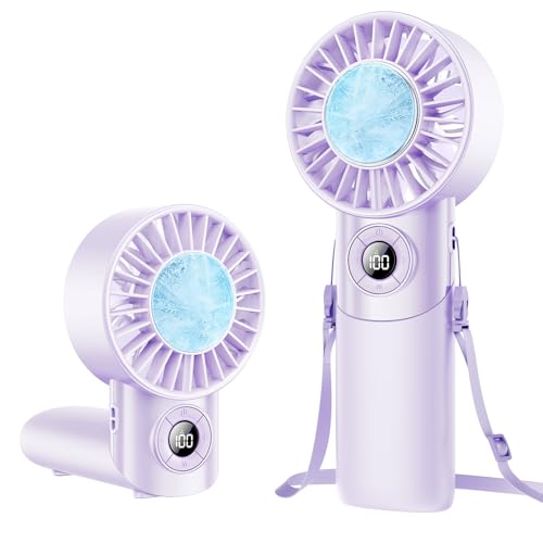 Image of 2026 Upgrade 3 In 1 Handheld Portable Turbo Fan with Ice Cooling,Rechargeable 100 Speed Mini Personal Fan 10500 RPM Small Pocket Fans Makeup fan for Outdoor,Office,Camping,Travel-Purple