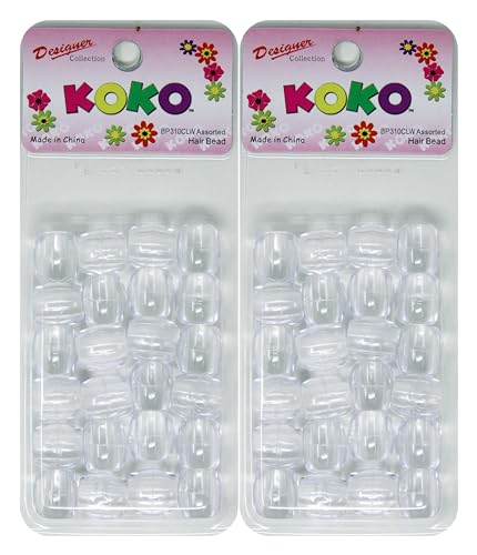 Premium Pony Beads - X-Large 48 PC Set, Ideal for Hair Braids, Kids Crafts, Clear Plastic Beads