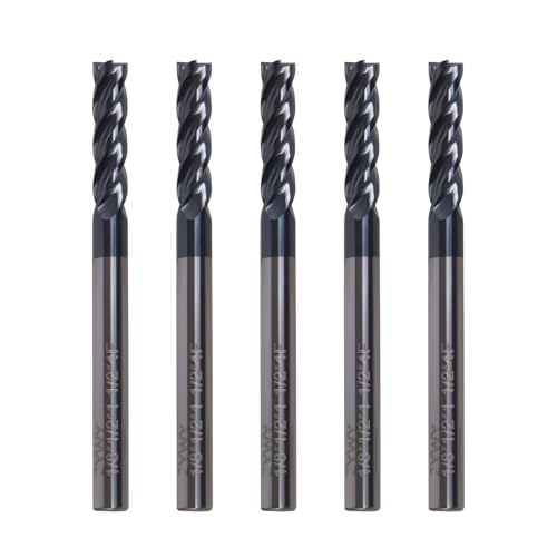 Image of 4 Flute Square Carbide End Mill,AlTiN Coating for Hardened Steel, Cast Iron and Stainless Steel-1 /8 inch Cutting Diameter, 1 /2 inch Flute Length,1-1 /2 inch Overall Length