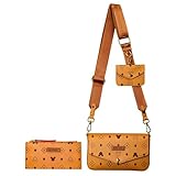 Small Crossbody Bags for Women | 3-Piece Set | Trendy Drawstring Shoulder Bag | Cartoon Print Designs | Luxury Leather Handbag Purses for Ladies, Great Gifts Ideas for Her