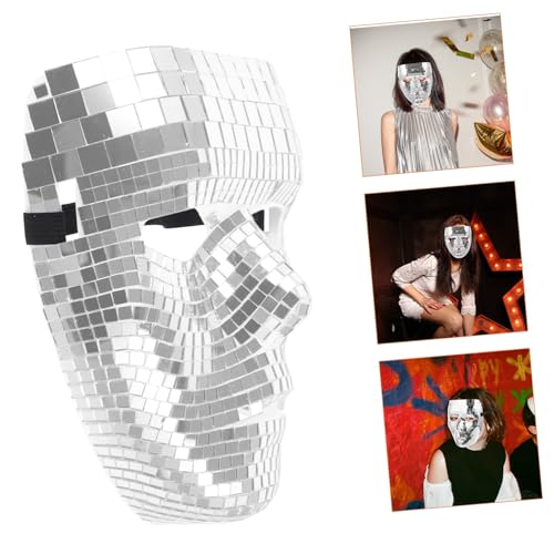 Artibetter Disco-maske Halloween-kostümmaske Spiegel-maskerade-maske Disco-spiegelmaske Discokugel-glitzermaske Face-cover-festival Dekorative Maske Kostüm-party-maske Männlich Pvc Helm
