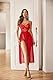 Avidlove Sexy Dessous Damen Reizwäsche Set Spitze Lingerie Netzstoff Babydoll V-Ausschnitt Unterwäsche Corsage Nachthemd Longe Nachtwäsche Seitlich Geschlitztes Negligee,HellrotM