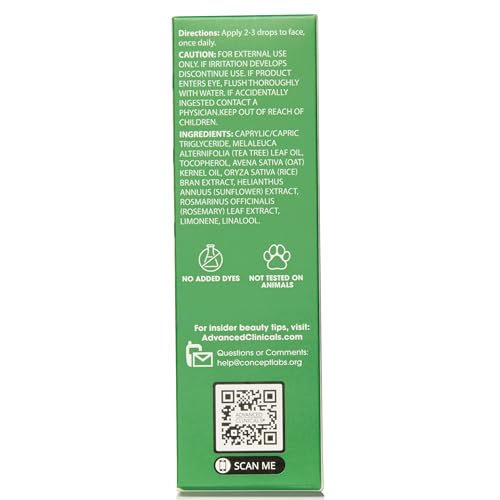 Advanced Clinicals Tea Tree Oil For Skin Facial Serum | Tea Tree Serum For Face With Vitamin E + Botanicals To Help Improve Appearance Of Large Pores & Skintone For Smoother Looking Skin, 1.8 Fl Oz