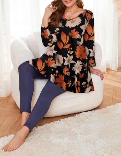 Image of LARACE Plus Size Tops for Women 3 /4 Sleeve Shirts V Neck Tunic Tops Blouses