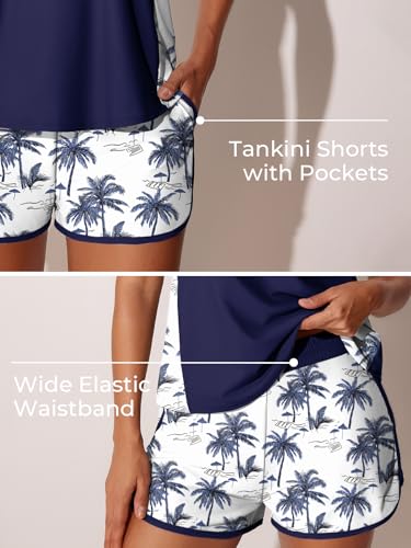 Image of Summer Mae Blouson Tankini Swimsuits for Women 2026 Tummy Control Two Piece Bathing Suits with Sporty Pockets Swim Shorts