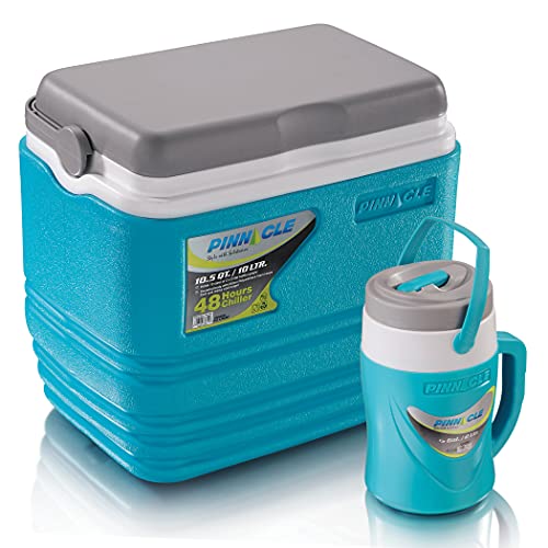 Picnic Cooler and Water Jug Set – 10 Liter Hard Cooler – Coolbox Keeps Contents Cool for 48 Hours – BPA Free Outdoor Cooler – Portable Cooler for Picnics, Grill, Camping - Blue