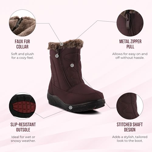 Image of Flexus Boots for Women - Waterproof Nylon Boots with Dual Zippers - Winter Snow Boots