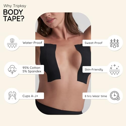 Image of Tripsky XL Breast Lift Tape, BoobTape for Large Breasts,Body Tape for Fashion,Athletic Tape Boobtape &NippleCover for A-G Cup