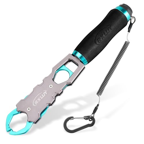 11.5″ Fish Lip Gripper With Scale, Max 40lbs Scale, 360° Swivel Non Slip Handle Durable Fishing Control Tool For Safe Easy Catch Release Hook Removal Ideal Fishing Gifts For Men Blue