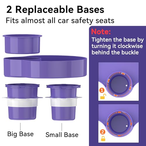 Image of [2 Packs] Kids Car Seat Tray, Travel Tray with Cup Holder for Toddler Baby, Kids Car Seat Food Snack Organizer for Road Trip, Stroller snack Organizer Travel Must Haves (Purple, 2 PCS)
