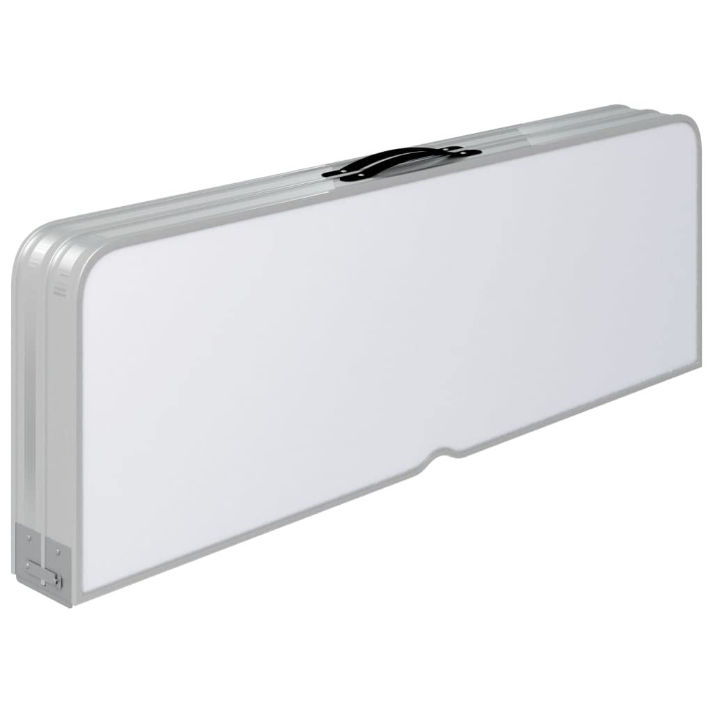 Klappbarer Campingtisch mit Sitzbänken aus Aluminium Braun, kompakt und platzsparend, leicht tragbar für Outdoor Picknick, Garten, Wandern, Festival und Camping Nutzung
