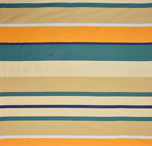 Image of Glace Cotton Single Bedsheet 60x90 Inches with 1 Pillow Cover 18x28 Inches - Striped Teal Blue Orange Bed Sheet Set - Soft Flat Bedcover for Single Mattress Bedroom Hostel Room - Multi Lines