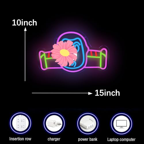 Image of Space Ranger Themed Neon Sign Dimmable LED Neon Light for Wall Decor USB Powered Cartoon Astronaut Neon Sign for Teen Room Game Room Playroom Gift for Boys & Cartoon Fans