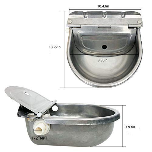 304 Stainless Steel Automatic Waterer Bowl for Dog Horse Goat Pig, with 1M Pipe(one end 3/4\'\') and Float Water Valve,Animals Stainless Farm Livestock Tool